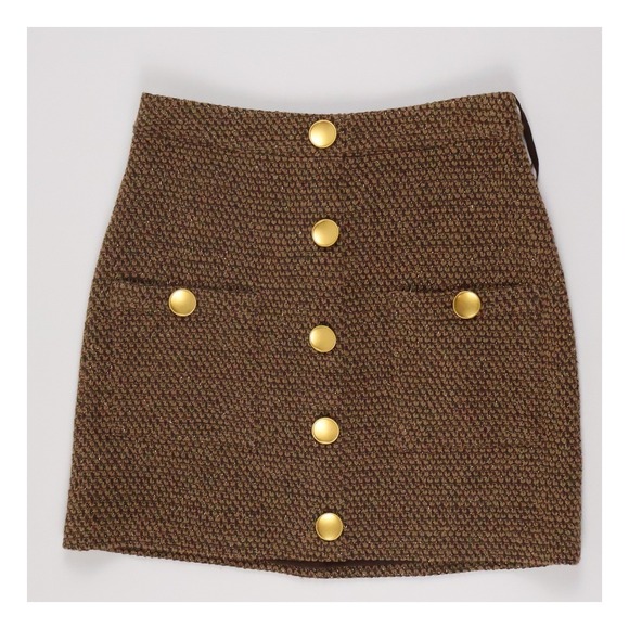 L'AGENCE Dresses & Skirts - L'AGENCE Mini Skirt Zonder Button Hot Fudge Cinnamon 2 Cotton Tweed NWT $300